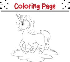 coloration page mignonne Licorne sourire vecteur