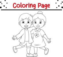 mignonne content les enfants coloration page vecteur