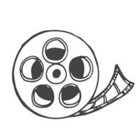 vecteur illustration de une bobine avec film bande. griffonnage. isolé sur blanc Contexte.