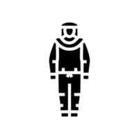 Danger biologique costume ppe protecteur équipement glyphe icône vecteur illustration