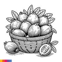 fruit panier ligne art illustration pour le coloration livre. des fruits coloration page. vecteur graphique