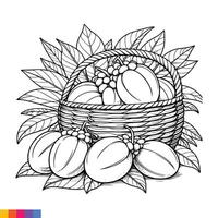 fruit panier ligne art illustration pour le coloration livre. des fruits coloration page. vecteur graphique