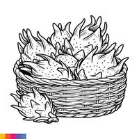 fruit panier ligne art illustration pour le coloration livre. des fruits coloration page. vecteur graphique