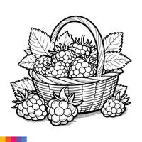 fruit panier ligne art illustration pour le coloration livre. des fruits coloration page. vecteur graphique