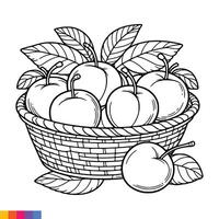 fruit panier ligne art illustration pour le coloration livre. des fruits coloration page. vecteur graphique