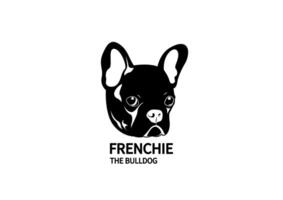 adorable noir français bouledogue visage vecteur