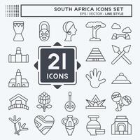 icône ensemble Sud Afrique. en relation à éducation symbole. ligne style. Facile conception illustration vecteur