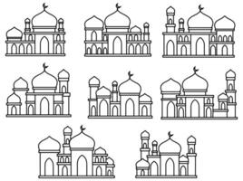 islamique mosquée ligne art illustration vecteur