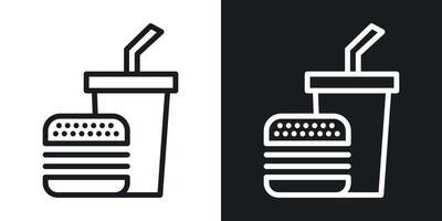 Hamburger et doux boisson tasse icône vecteur