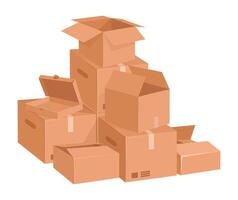 carton des boites empiler. empilés cargaison livraison papier carton des boites, livraison paquets pile plat vecteur illustration. entrepôt espace de rangement colis