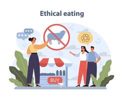 éthique en mangeant concept. personnes avocat pour responsable nourriture les choix. vecteur
