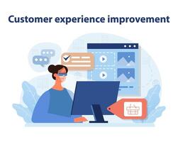 client expérience amélioration. une détaillé représentation de renforcée en ligne client service. vecteur