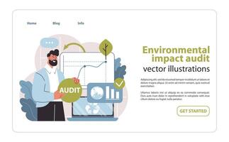 environnement Audit processus illustration. expert conduite une approfondi la revue de éco-impact données. vecteur