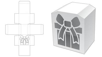 emballage en forme de coffre en carton avec modèle de découpe de cadeau de noël au pochoir vecteur