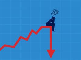 pertes. investisseurs sont coincé sur une chute Stock graphique. vecteur