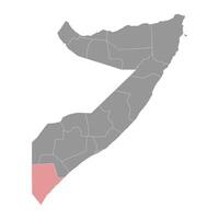 inférieur juba Région carte, administratif division de Somalie. vecteur illustration.