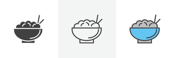 icône de bol de riz vecteur