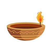 bougie diwali en bois vecteur