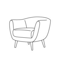 fauteuil contour icône. chaise ligne illustration. linéaire illustration de branché doux meubles. vecteur fauteuil esquisser isolé sur blanc Contexte.
