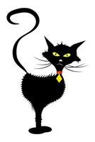 noir ébouriffé chat avec collier et moustache vecteur