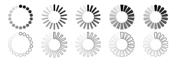 circulaire chargement icône ensemble isolé sur blanc Contexte vecteur