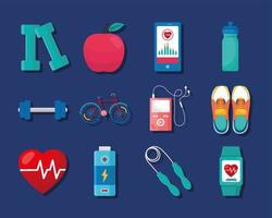 douze icônes d'applications de santé vecteur