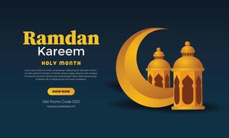 islamique salutation Ramadan kareem conception arrière-plan, modèle avec magnifique lanternes et croissant vecteur