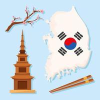 quatre icônes de la culture coréenne vecteur