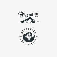 définir l'illustration vectorielle de montagne de logo avec des styles vintage et typographique. modèle de conception de vecteur de montagne logo moderne isolé sur fond blanc