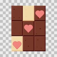 vecteur Lait Chocolat et blanc Chocolat avec rose cœurs sur isolé Contexte