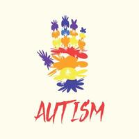 international autisme conscience journée logo. une Humain main fabriqué de une variété de coloré puzzles montrant la diversité et différence vecteur
