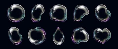 3d transparent liquide bulle ensemble. vecteur illustration