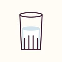 Lait dans une verre, Lait verre, transparent verre plein de laitier laiteux produit, verre avec en bonne santé calcium liquide boire, crème, plat dessin animé vecteur illustration isolé sur Contexte.