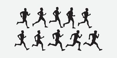 fonctionnement ou le jogging Masculin silhouettes isolé sur blanc Contexte vecteur illustration