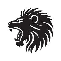 en colère rugissement Lion tête noir et blanc vecteur logo conception, illustration, silhouette