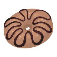 Donut avec Chocolat. Célibataire griffonnage de sucré nourriture, dessert. main tiré vecteur illustration dans plat style. dessin animé clipart isolé sur blanc Contexte.