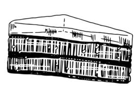 pièce de gelée gâteau. Célibataire esquisser de sucré nourriture, dessert. main tiré vecteur illustration dans rétro style. contour clipart isolé sur blanc Contexte.