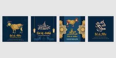 content eid Al adha salutation carte ensemble modèle pour fond d'écran conception affiche, médias bannière vecteur