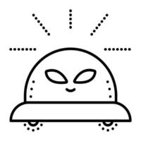 OVNI, inconnue en volant objet, extraterrestre avion, noir ligne vecteur icône