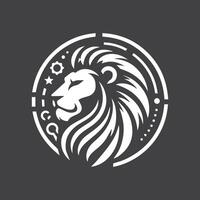 Lion tête logo monochrome conception vecteur