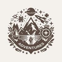 aventure avec Montagne logo monochrome vecteur