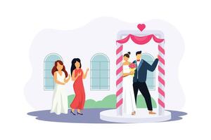 mariage couple plat illustration conception vecteur