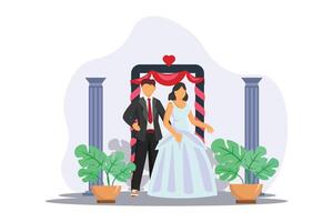 mariage couple plat illustration conception vecteur