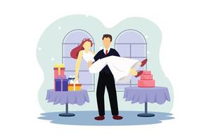 mariage couple plat illustration conception vecteur