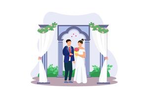 mariage couple plat illustration conception vecteur