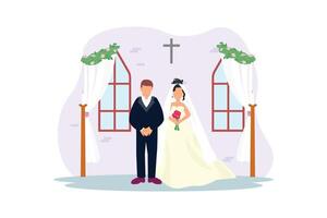 mariage couple plat illustration conception vecteur