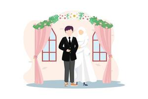 mariage couple plat illustration conception vecteur