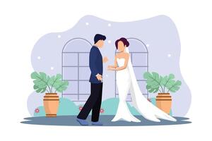 mariage couple plat illustration conception vecteur