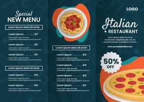 italien nourriture brochure plat dessin animé main tiré modèles Contexte illustration vecteur