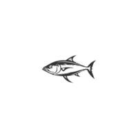 ai généré noir thon poisson sur une blanc Contexte. vecteur